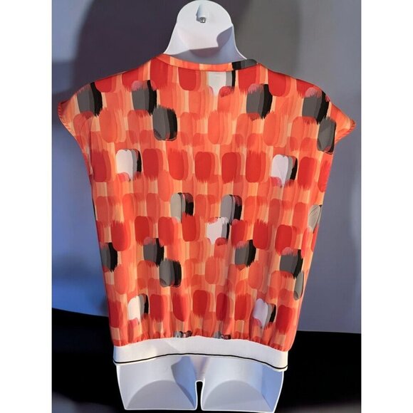 Worthington Womens Short Cap Sleeve Keyhole Multicolor Abstract Print Blouse XL - Picture 3 of 6